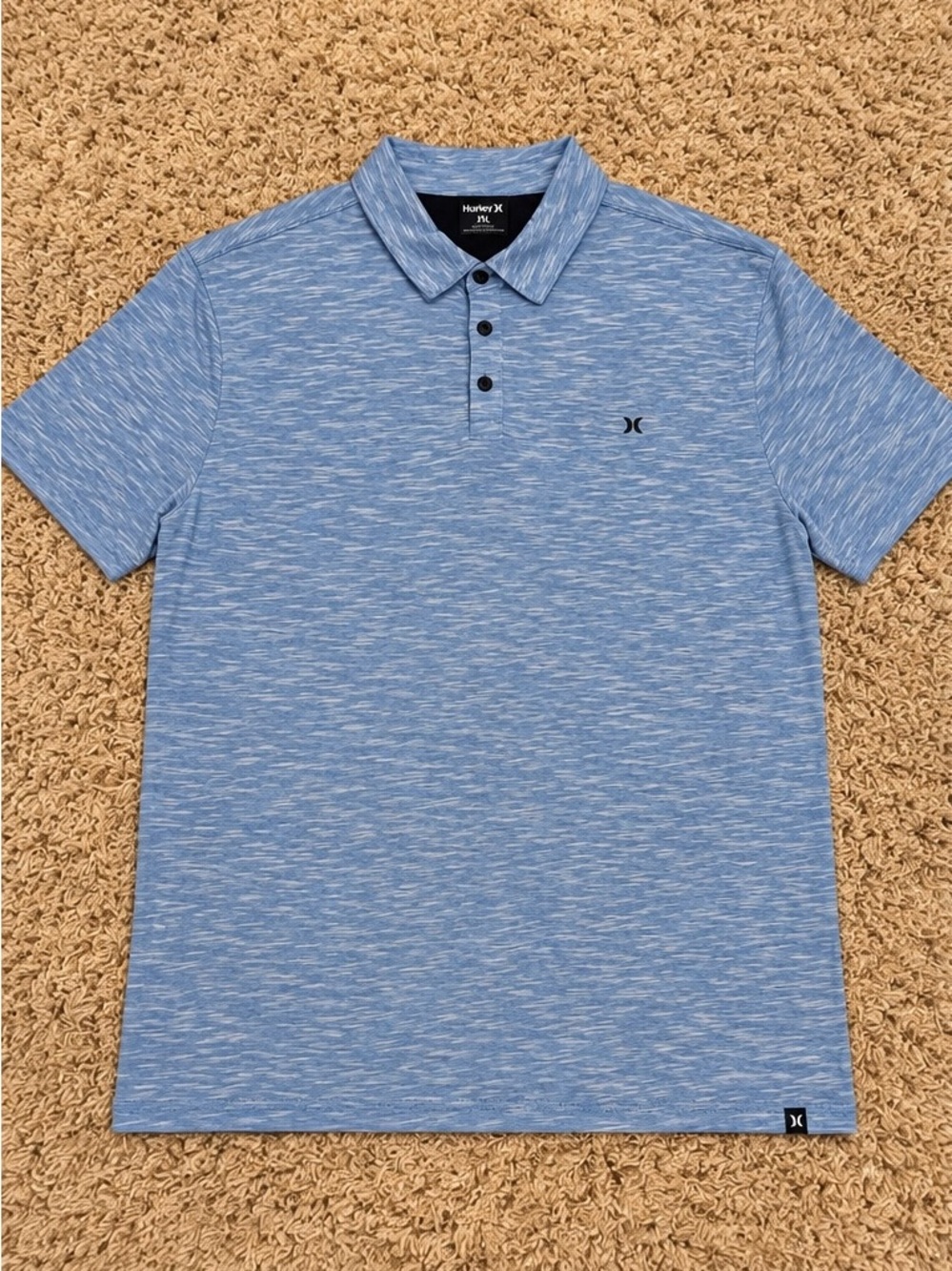 Hurley Stiller 3.0 Polo Men’s XXL Blue Heather Slub Short Sleeve Shirt NWOT